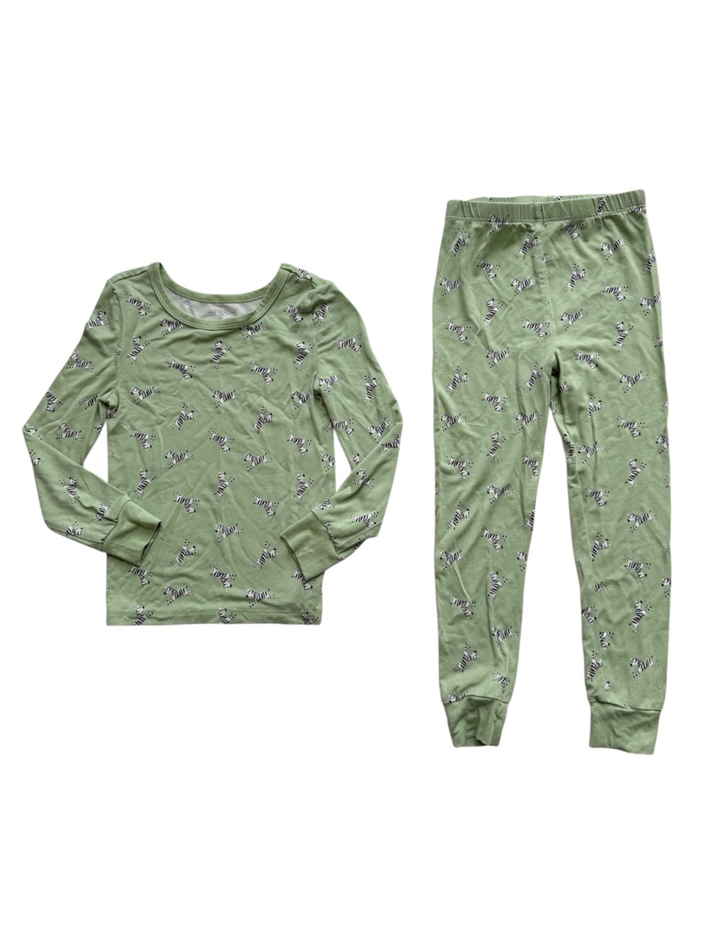 Little Me Bamboo Zebra Pajamas Size 4T Green